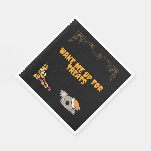 ハロウィーンのおやつらのための眠い動物！クラシック スタンダードランチョンナプキン (角)
