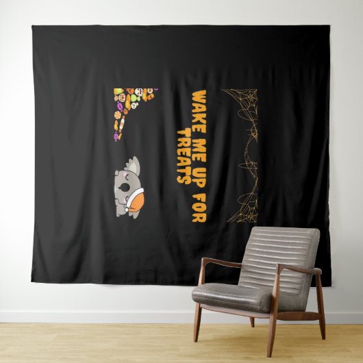 ハロウィーンのおやつらのための眠い動物！クラシック タペストリー (インサイチュ(横))