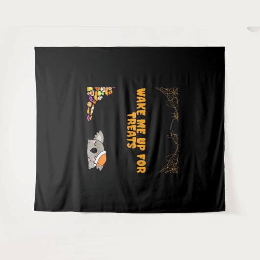 ハロウィーンのおやつらのための眠い動物！クラシック タペストリー (正面(横))