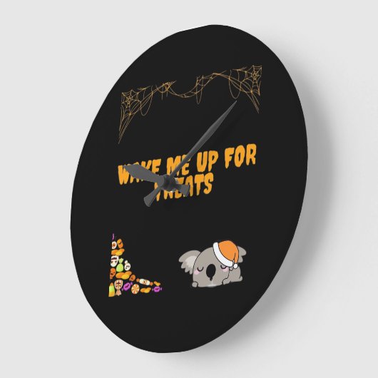 ハロウィーンのおやつらのための眠い動物!クラシック ラージ壁時計 (傾斜)
