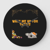 ハロウィーンのおやつらのための眠い動物!クラシック ラージ壁時計 (正面)