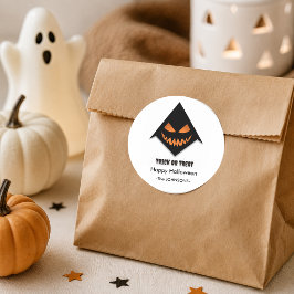 ハロウィーンのお化けの顔 – トリック・オア・トリートのデザイン ラウンドシール