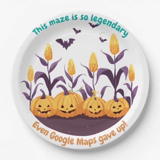 ハロウィーンのお化けトウモロコシ畑 ペーパープレート (正面)