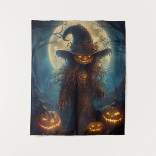 ハロウィーンのお化け屋敷のかかし タペストリー (正面)