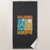 ハロウィーンのお化け屋敷の月スケルトンデザイン_1 ビーチタオル (正面)