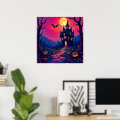 ハロウィーンのお化け屋敷アート ポスター (ホームオフィス)