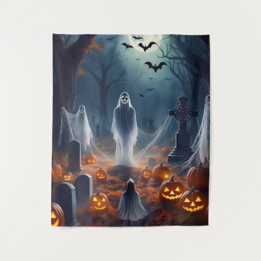 ハロウィーンのお墓の霊園 タペストリー (正面)