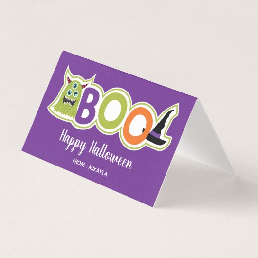 ハロウィーンのお気に入りバッグトッパー(編集可能な名前) 名刺 (正面)