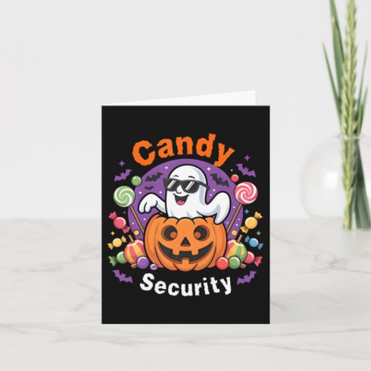 ハロウィーンのお菓子のセキュリティボー・パンプキン・ゴースト カード (正面)