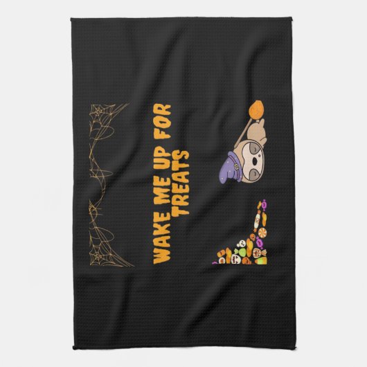 ハロウィーンのお菓子の準備ができて眠いナマケモノ！クラシックT キッチンタオル (縦)