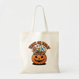 ハロウィーンのお菓子をゲット!トリック・オア・トリートのかぼちゃデザイン トートバッグ