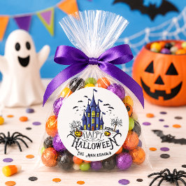 ハロウィーンのお菓子配布にオバケハウス ラウンドシール