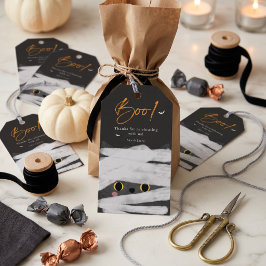 ハロウィーンのお菓子・パーティーファバーにオシャレなミイラ猫モチーフ ギフトタグ
