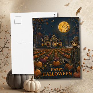 ハロウィーンのかかし パンプキンパッチ ポストカード