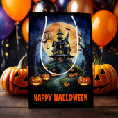 ハロウィーンのかぼちゃのハンティングハウス ミディアムペーパーバッグ