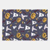 ハロウィーンのかわいいシンボルをトリックまたは治療する ラッピングペーパーシート (正面3)