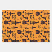 ハロウィーンのかわいいシンボルをトリックまたは治療する ラッピングペーパーシート (正面2)