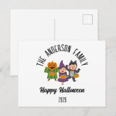 ハロウィーンのかわいいトリックまたはパーソナライズされたトリート名 シーズンポストカード (正面/裏面)