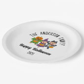 ハロウィーンのかわいいトリックまたはパーソナライズされたトリート名 ペーパープレート (アングル)