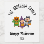 ハロウィーンのかわいいトリックまたはパーソナライズされたトリート名 ワインラベル (シングルラベル)