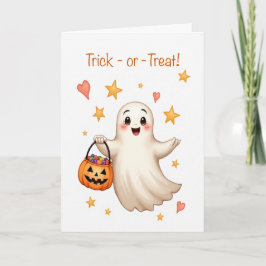 ハロウィーンのかわいい女の子トリック・オア・トリート カード