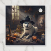 ハロウィーンのかわいい秋田犬のかぼちゃ フェイバータグ (裏面)