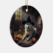 ハロウィーンのかわいい秋田犬 セラミックオーナメント (右)