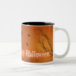 ハロウィーンのこうもりと木 – マグカップ