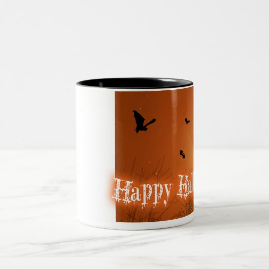 ハロウィーンのこうもりと木 – マグカップ (中央)