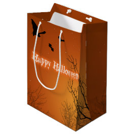 ハロウィーンのこうもり&木 - 中サイズのギフトバッグ ミディアムペーパーバッグ