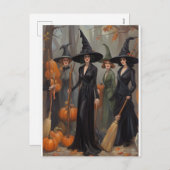 ハロウィーンのご挨拶(地元の魔女のコーヴェン) シーズンポストカード (正面/裏面)