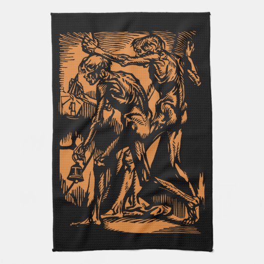 ハロウィーンのために死んだ鉱夫の恐怖が見つかる キッチンタオル (縦)