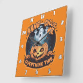 ハロウィーンのためのカボチャからの幸せな幽霊 スクエア壁時計 (傾斜)