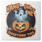 ハロウィーンのためのカボチャからの幸せな幽霊 タイル (正面)