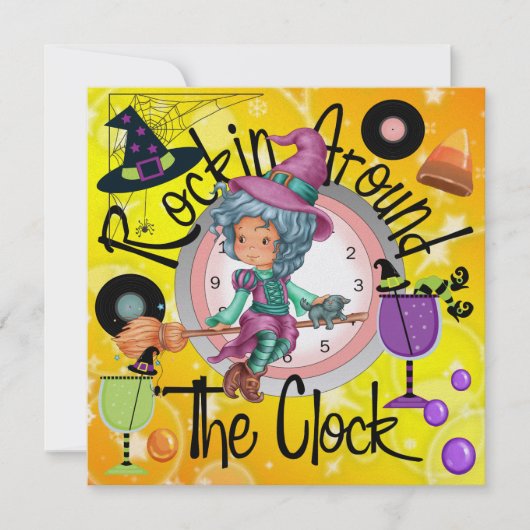 ハロウィーンのまわりにロックイン時計パーティー- SRF 招待状 (正面)