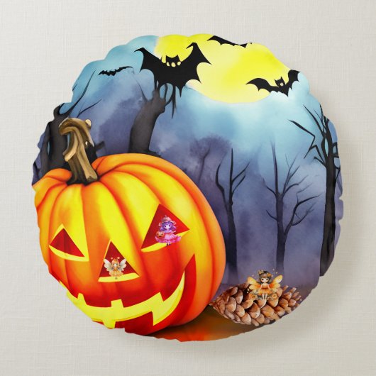 ハロウィーンのような妖精 ラウンドクッション (正面)