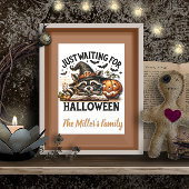 ハロウィーンのアライグマを待っパーソナライズされたている ポスター