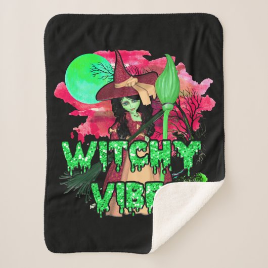 ハロウィーンのウィッチーな雰囲気 シェルパブランケット (正面)