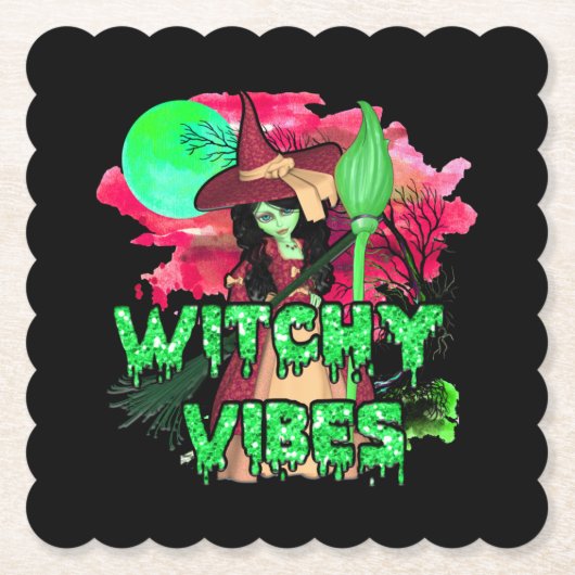 ハロウィーンのウィッチーな雰囲気 ペーパーコースター (正面)