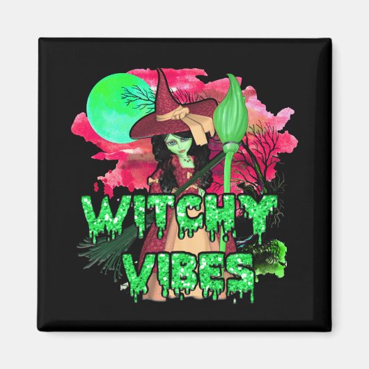 ハロウィーンのウィッチーな雰囲気 マグネット (正面)