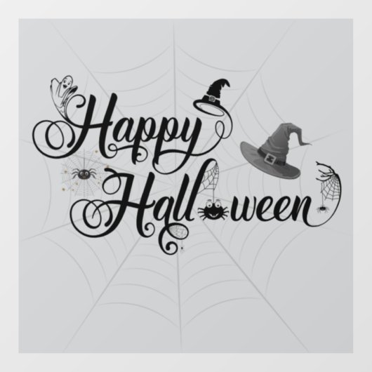 ハロウィーンのウェブでワッキーハッピー ウィンドウサイン (シート)