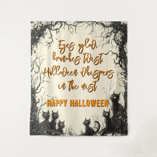 ハロウィーンのウォッチャー:ねじれた枝の下 タペストリー (正面)