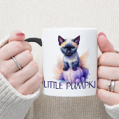 ハロウィーンのウオータカラーのシャム猫カボチャ モーフィングマグカップ