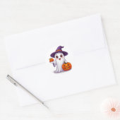ハロウィーンのオバケとカボチャの季節の装飾 🎃 ラウンドシール (封筒)
