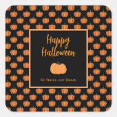 ハロウィーンのオレンジカボチャを扱うトリックはない スクエアシール (正面)