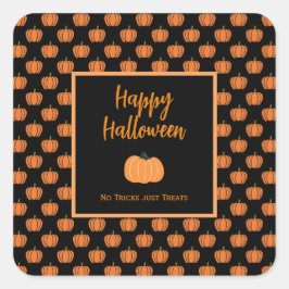 ハロウィーンのオレンジカボチャを扱うトリックはない スクエアシール