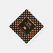 ハロウィーンのオレンジカボチャを扱うトリックはない スタンダードカクテルナプキン (角)