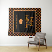 ハロウィーンのオレンジカボチャを扱うトリックはない タペストリー (インサイチュ(横))