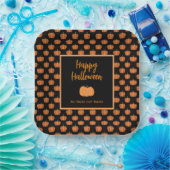 ハロウィーンのオレンジカボチャを扱うトリックはない ペーパープレート (パーティー)