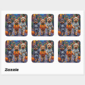 ハロウィーンのオーストラリアのテリアのトリックまたはトリートメント スクエアシール (シート)